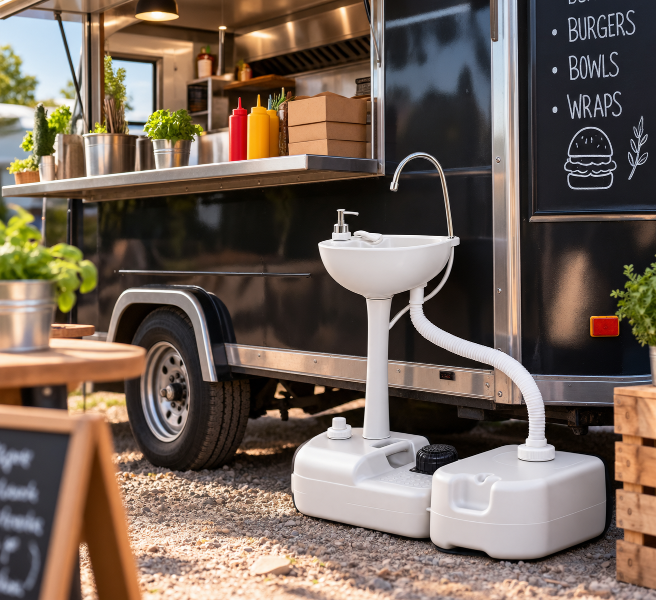 OUDO installé à côté d'un food truck